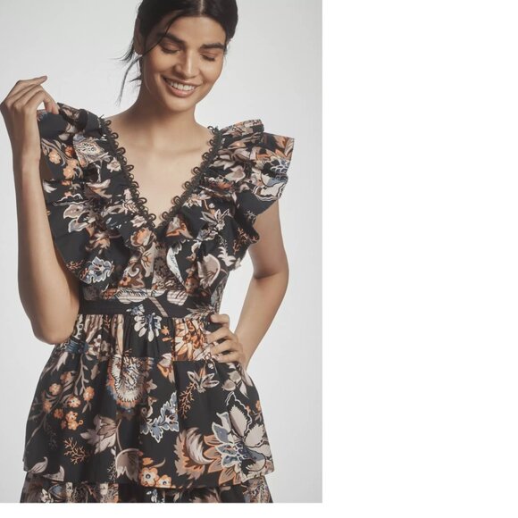 By Anthropologie Sleeveless Ruffled A-Line Mini Dress sIZE M blue NEW NWT - Picture 3 of 6